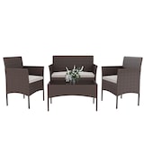 thumbnail of Arreditaly Set Di Mobili da Giardino Salotto Salottino in Rattan 4 Posti Tavolino E Ripiano In Vetro 2 Poltrone e Divano 2 Posti Per Giardino Brown