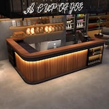 thumbnail of Bartisch Bar-Tresen Eckbartresen Gastronomie-Theke Restaurant-Bar Empfangstresen Braun 220cm