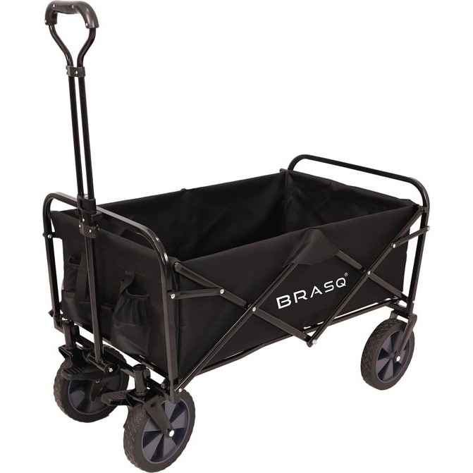 BRASQ Bolderkar Opvouwbaar - Zwart - 90KG Draagkracht -  360º Wielen met rem- Verstelbare hendel - Bolderwagen