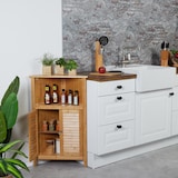 thumbnail of Relaxdays Eckschrank, Bambus, HxBxT: 92 x 58 x 30 cm, Badschrank mit 2 Lamellentüren, Eckkommode für Bad & Küche, natur