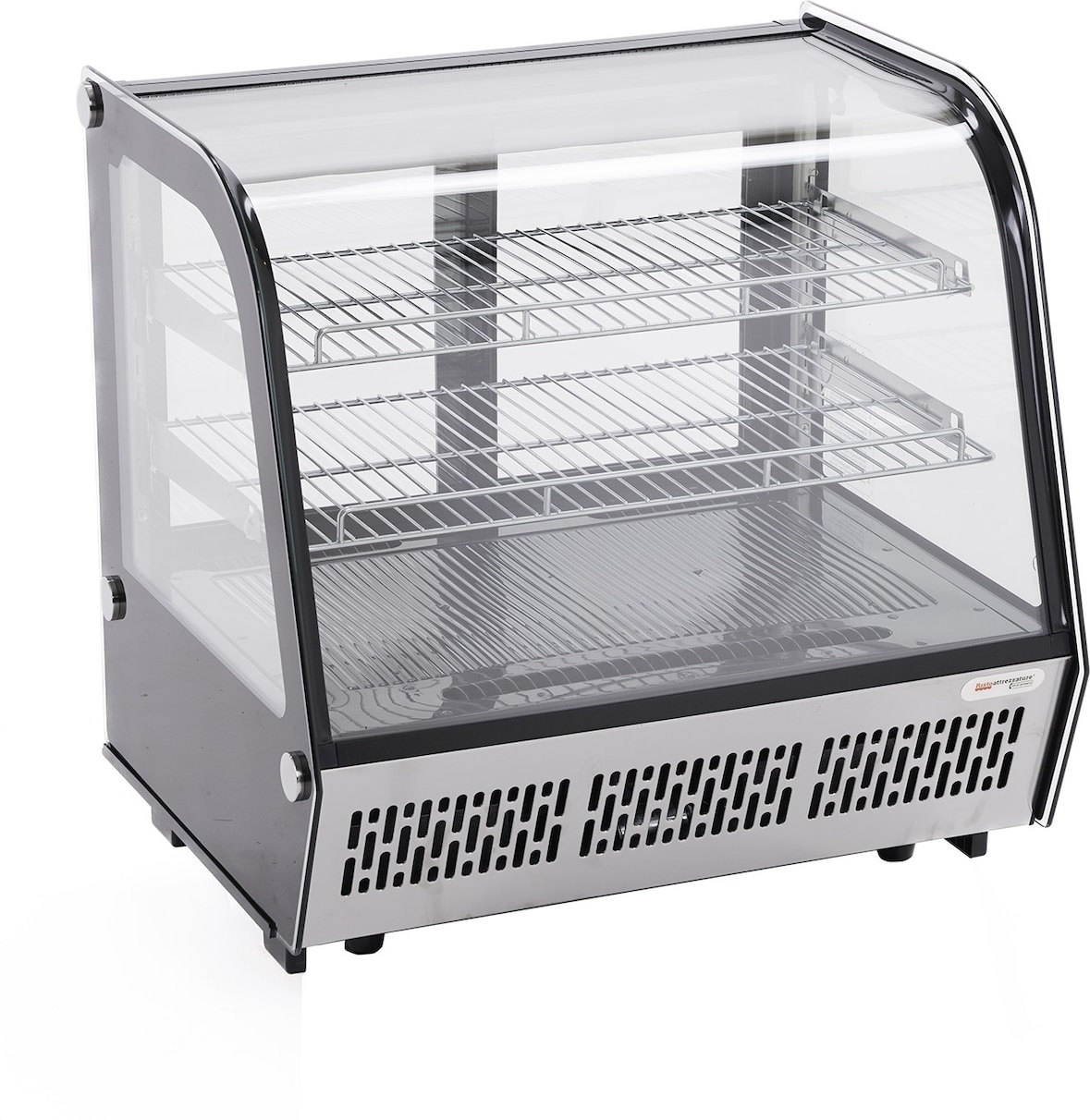 Vetrina Refrigerata - Da Banco - Vetro Curvo - 4 Lati - In Vetro Nera - 0 / +12 °C - 120 lt - 70,2x56,8x68,6h cm