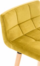 thumbnail of Décoshop26 - Gelber Samt-Barhocker mit Ziernähten Holzbeinen und Fußstütze 10_0000703
