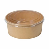thumbnail of 50x Salatschalen 1300ml aus Kraftpapier braun inkl. Deckel transparent rPet