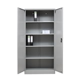 thumbnail of PROREGAL Flügeltürenschrank Badger | 4 Fachböden | Eurolock Griff Sockel | HxBxT 195x120x42 cm | Grau | Lackiert