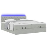 thumbnail of vidaXL Ottoman-Bett mit Matratzen & LEDs Hellgrau 200x200 cm Samt