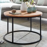 thumbnail of Couchtisch 70x70x45 cm Sofatisch Holz / Metall Wohnzimmertisch Eiche, Design Stubentisch Modern Rund, Holztisch Kaffeetisch, Tisch
