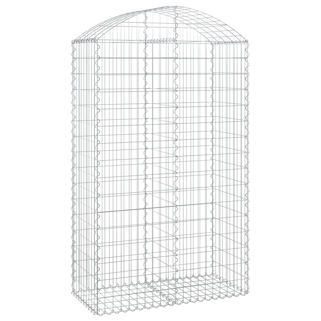 vidaXL Gabione mit Hochbogen 100x50x160/180 cm Verzinktes Eisen