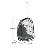 thumbnail of Hängesessel Rattan Optik Dunkelgrau 74x68x105 cm faltbar mit 10 cm Polster und Kopfkissen, Stahlrahmen, 360 Grad Drehhaken, bis 150 kg