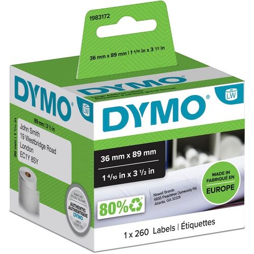 DYMO Boîte de 260 étiquettes LW adresse grand format petit volume 89x36mm 1983172