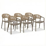 thumbnail of Lot de 6 chaises en polypropylène avec tissage en corde, élégantes, résistantes, empilables, pour jardin, balcon, bar, restaurants-JOLANDA-Taupe
