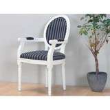 thumbnail of Rokoko/Amaretta Esszimmerstuhl mit Armlehne antik weiss, Stoff schwarz gestreift.