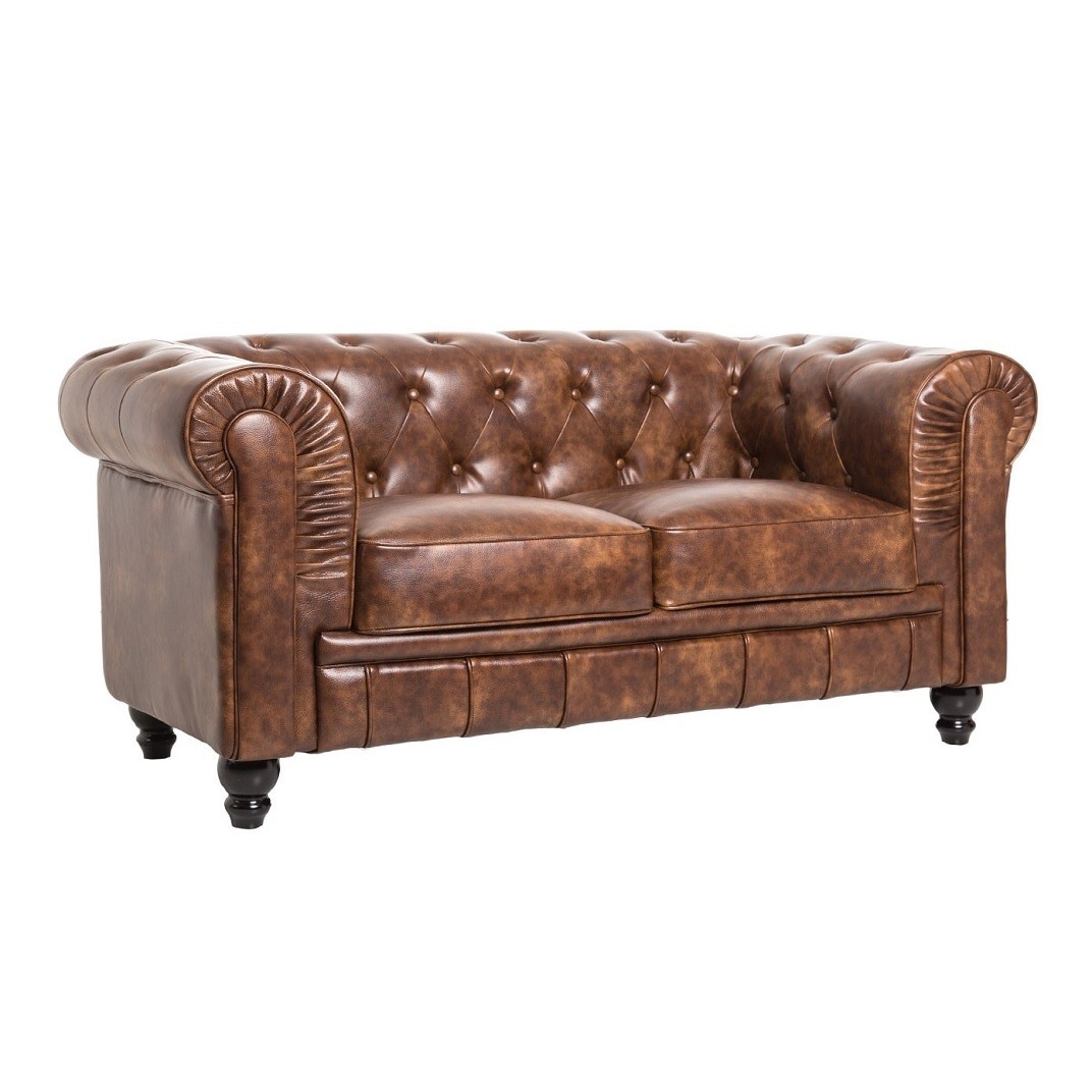 MF - Sofá de Diseño Modelo CHESTER, 2 plazas, Tapizado en Similpiel cuero viejo. 72 x 154 x 71 cm