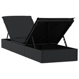 thumbnail of vidaXL Sonnenliege 1 Stk. mit Auflage Schwarz 201x55x62 cm Poly Rattan