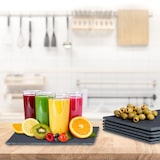 thumbnail of Relaxdays Schieferplatte 6er Set, Servierplatte Quadrat, 25 x 25 cm, zum Servieren von Käse, Sushi, Desserts, schwarz