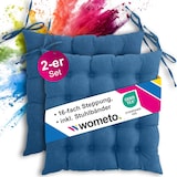 thumbnail of 2er Set Sitzkissen Stuhlkissen 40x40 OEKO-TEX  - türkis blau Sitzauflage Bank Polster Sitzpolster mit Bändern / Schleife, Indoor / Outdoor