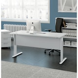 thumbnail of BURONOMIC bureau Essentiel plan droit L 160 x P 80 cm avec obturateurs et voile de fond, pieds métal L Blanc, plateau Blanc