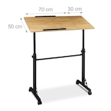 thumbnail of Relaxdays Laptoptisch höhenverstellbar, HxBxT: 110x100x50 cm, Holz, Rednerpult, bremsbare Rollen, 2 Ablagen, natur