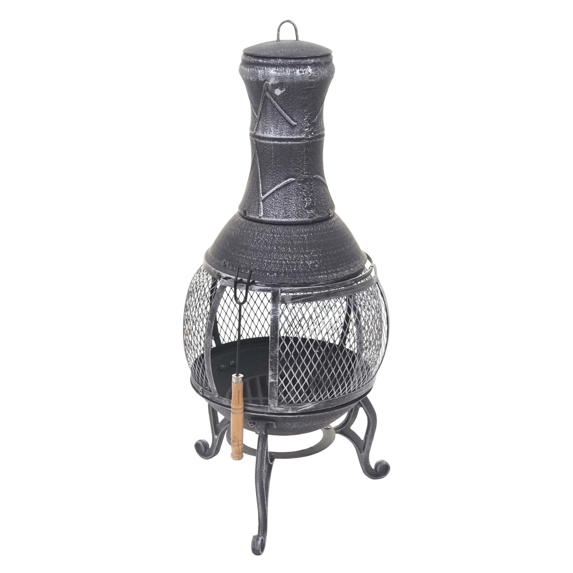 Terrassenofen HWC-F71, Feuerstelle Terrassenkamin Gartenkamin Gartenofen, Gusseisen 11,7kg 91x42x42cm