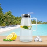 thumbnail of Intirilife Karaffe in KLAR - 1,2l Krug aus Borosilikatglas mit Henkel und Deckel geeignet für heiße und kalte Getränke, Tee, Kaffee, Wasser