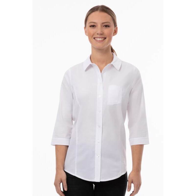 Chef Works® Damenbluse MODERN OXFORD Classic Stretch, White, Größe XS