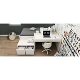 thumbnail of Einzelbett 90x200 Massivholz bett Stauraumbett Schreibtisch Schubladen Multifunktion Kiefer MDF Weiß