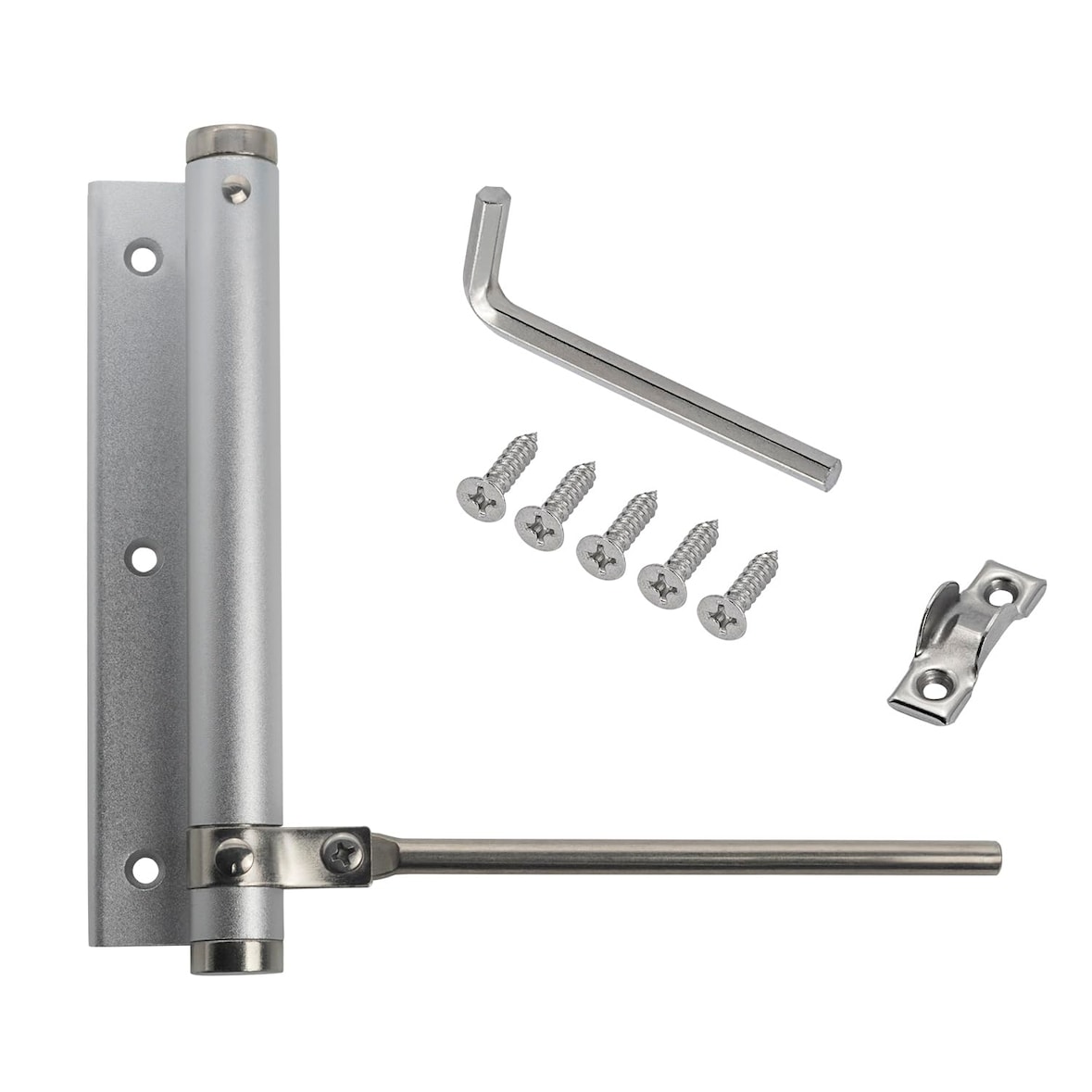 Stangentürschließer UNIVERSAL Türschließer Automatik Türfeder Federschließer bis 55 KG Silber