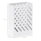 thumbnail of HOMCOM paragüero de acero galvanizado, soporte de paraguas estrecho con bandeja de goteo extraíble, 4 ganchos, diseño de cortes, 28x14x41 cm, blanco