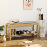 thumbnail of HOMCOM banco zapatero de bambú zapatero con asiento tapizado para 3 pares de zapatos con estante de listones para entrada pasillo 90x30x46 cm natural