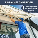 thumbnail of DELUKE® Markisenbespannung Markisenstoff Wasserabweisend Reißfest Creme, für 400x350cm Rahmen Markise mit Volant Markisen Ersatzstoff Markisentuch