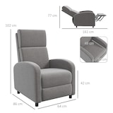thumbnail of HOMCOM sillón relax reclinable hasta 160° sofá reclinable moderno con reposapiés para salón dormitorio soporta hasta 120 kg 64x86x102 cm