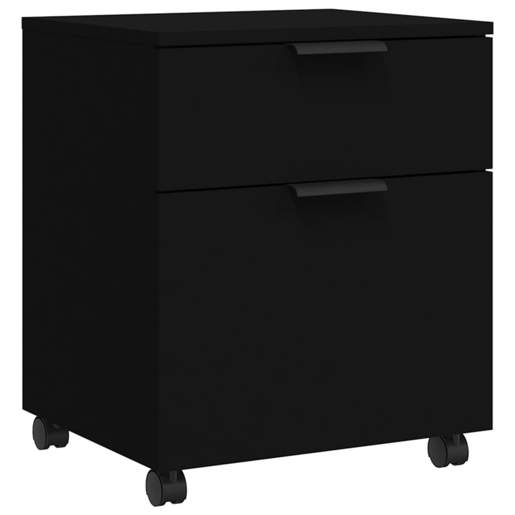 Rollcontainer MOSAB rollbar Schwarz 45x38x54 cm | Nachttisch mit Rollen Aktenschrank rollbar kleiner Schubladenschrank