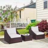 thumbnail of Outsunny Set Tavolo e 2 Poltrone Imbottite Mobili da Giardino Rattan