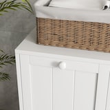 thumbnail of kleankin armario de baño con cestos ropa sucia, mueble ropa sucia con 2 compartimentos, ideal para lavandería, blanco, 66x33x68 cm