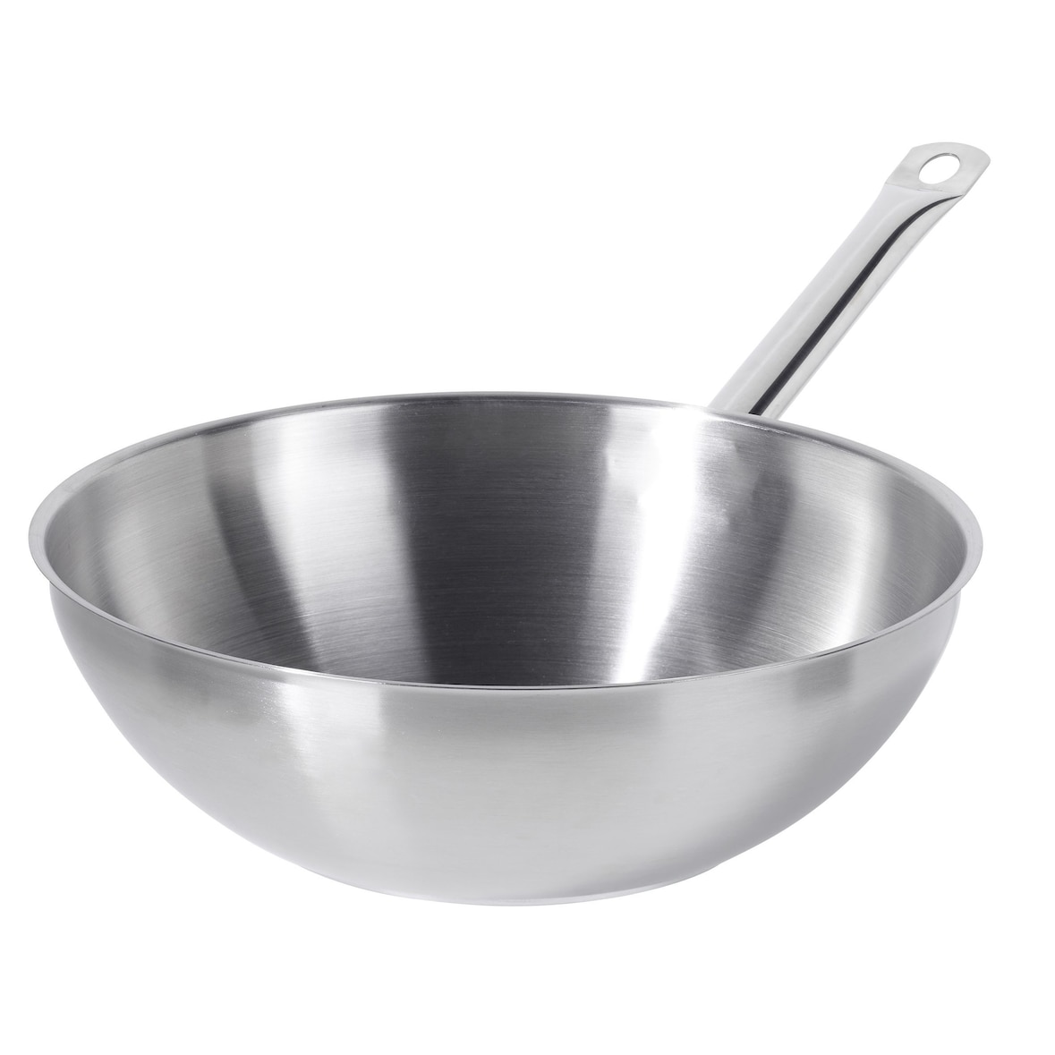 METRO PROFESSIONAL Wok, Edelstahl, Ø 30 cm, Höhe: 12.8 cm, unbeschichtet, Induktion, ofenfest