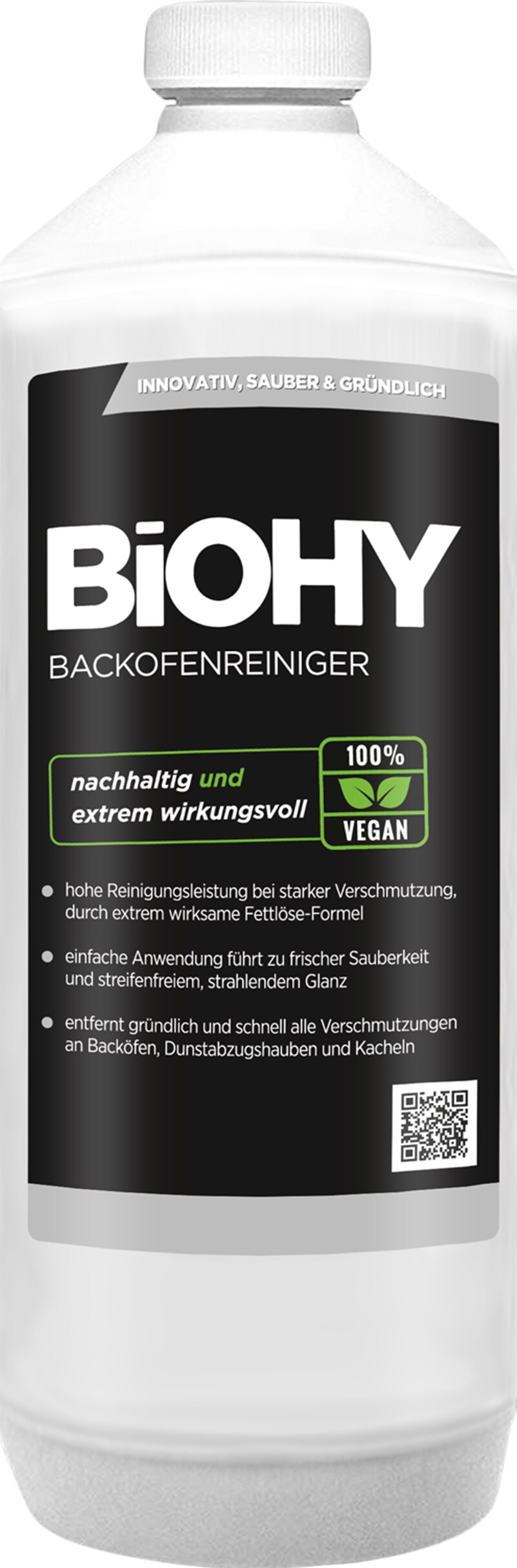 BiOHY Backofenreiniger Hochkonzentrat (1l Flasche) | Profi Grillreiniger, Fettlöser EXTRA STARK | Zur einfachen und schnellen Ofenreinigung