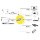 thumbnail of VALUE USB Typ C Dockingstation, HDMI+DP 4K60, 3x USB 3.2Gen1 (1x C + 2x A), 1x PD, 1x RJ45