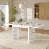 thumbnail of Merax Ausziehbarer Esstisch 140–180x80 cm, für 6–8 Personen, rechteckig, MDF-Tischplatte in Marmoroptik, Weiß