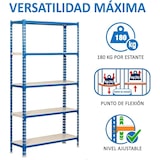 thumbnail of Scaffalatura metallica Simonclick senza viti 5 ripiani. Colore BLU/BIANCO 1800x800x400 mm