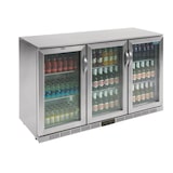 thumbnail of Botellero expositor trasbarra, 3 puertas abatibles, acero inoxidable/aluminio/cristal, 90x135x52cm, 280W, refrigeración por aire, 330L, Polar GL009