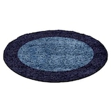thumbnail of Teppich Schlafzimmer Hochflor Bordüre Samtweich Waschbar Strapazierfähig Wohnzimmer Rund Marineblau 200x200 cm – RHEIN von Kadima Design