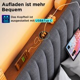 thumbnail of Merax Polsterbett Stauraum Doppelbett LED App-Control Bett mit aufladen USB Type C, Verstellbares Kopfteil ,160x200cm, Grau