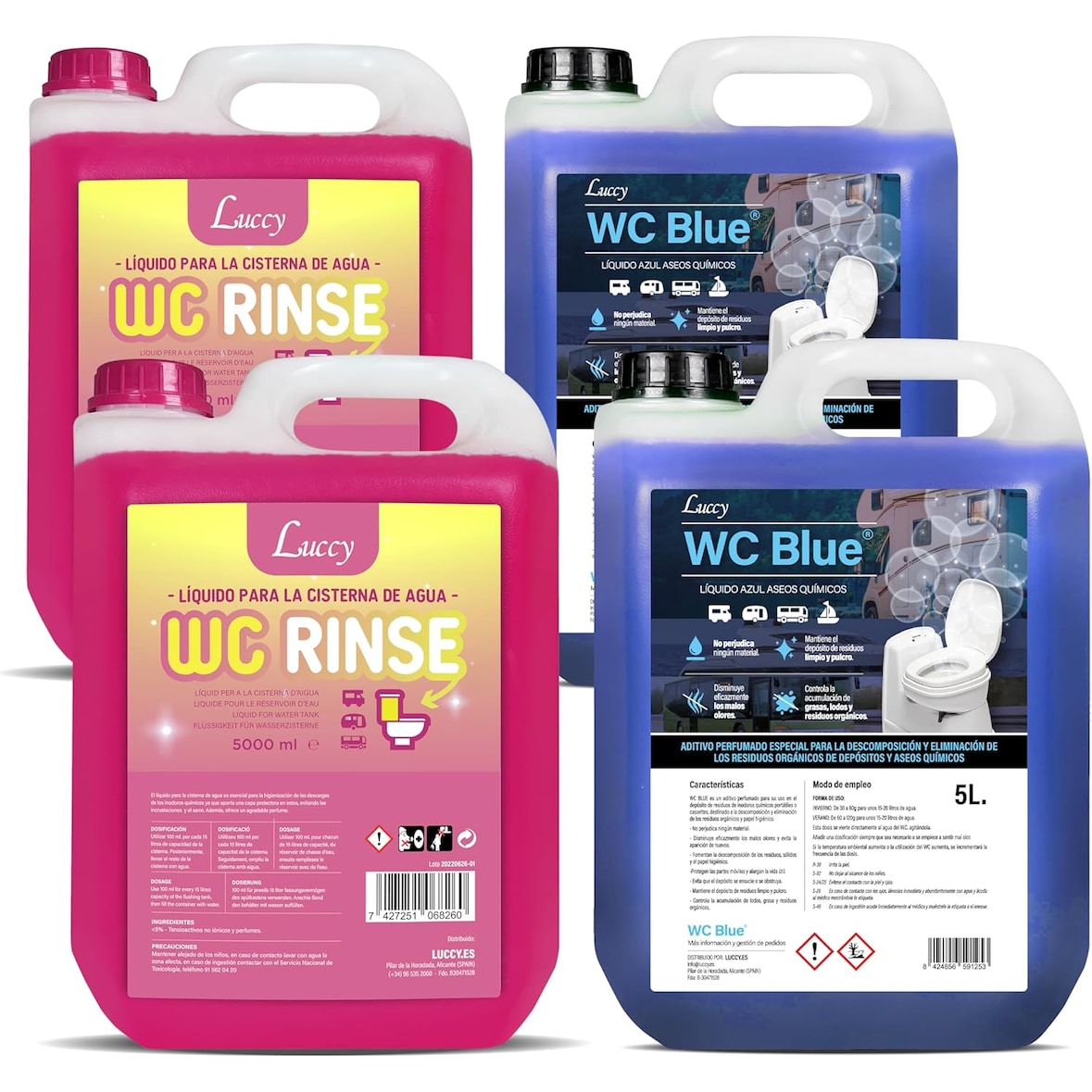 Embalagem WC Rinse 10L + WC Blue 10L : Aditivo para tanques de sanita e água negra para caravanas e campistas