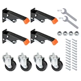 thumbnail of HMF 6750 Schwerlastrollen absenkbar für Werkbank, 4 Stück, 76 mm, bis 400 kg, Schwarz