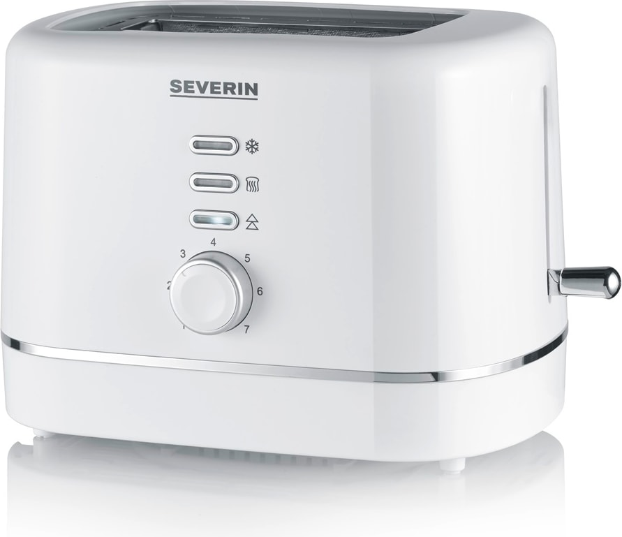 Torradeira Severin AT 4324; Botão de descongelar e reaquecimento; Botão de paragem de funcionamento; Potência: 850W