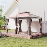 thumbnail of Outsunny Pérgola de Jardim 3x4 m Pérgola de Exterior com Paredes Laterais Teto Duplo 6 Portas e 8 Orifícios de Drenagem Marrom