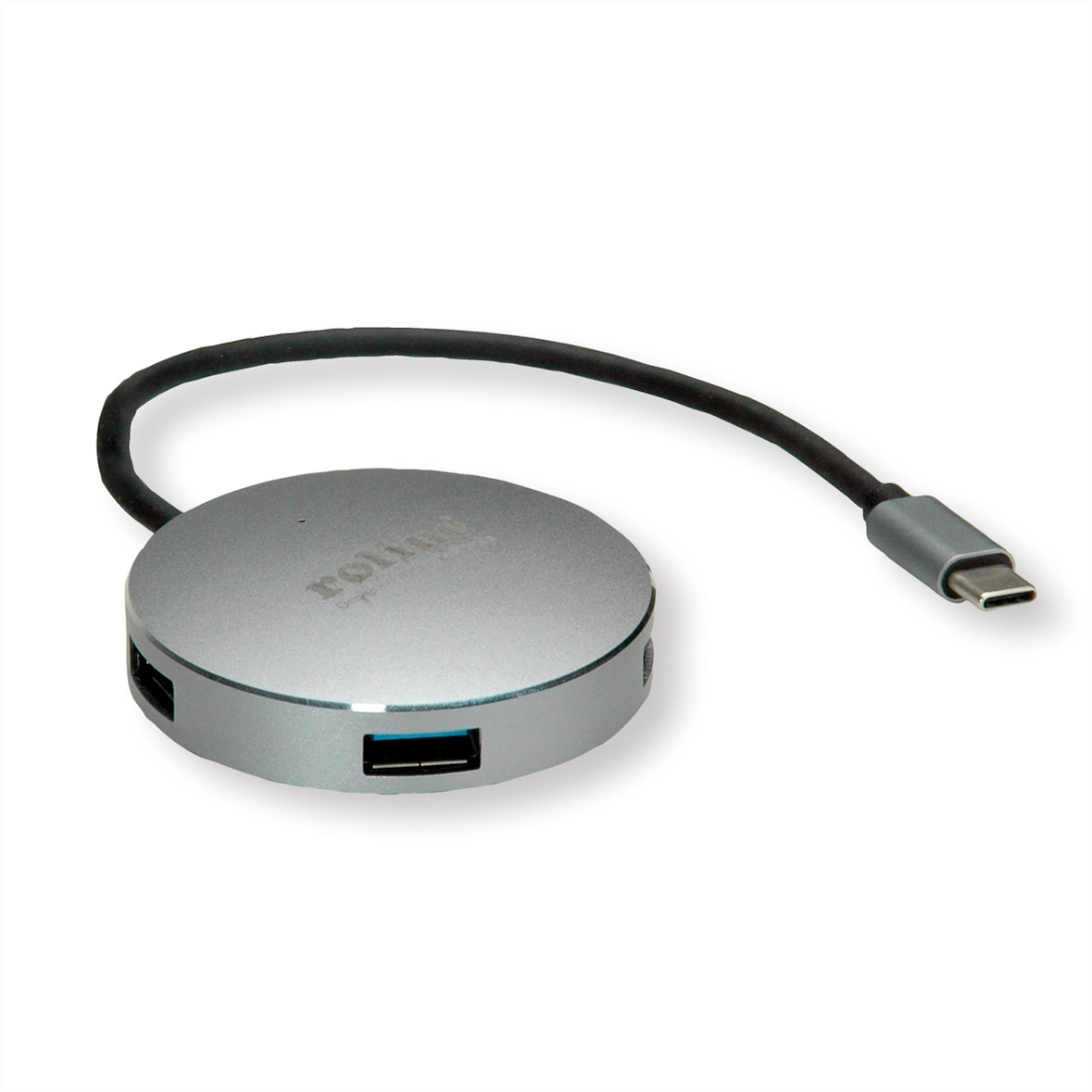 Hub USB 3.2 Gen 1 ROLINE, rotondo, a 4 vie, cavo di connessione di tipo C