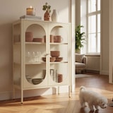 thumbnail of Modern 2-deurs dressoir 80 cm in metaal en ecru glas