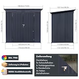 thumbnail of Gerätehaus L– verzinktes Metall in Anthrazit| Inkl. Schloss & Werkzeughaken | wetterfester Geräteschuppen, Gartenhaus