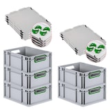 thumbnail of PROREGAL SparSet 5x Eurobox NextGen Color mit Auflagedeckel & Verschlüsse, HxBxT 17x30x40cm, 16L, Grau, Griffe grün offen, Eurobehälter, Box