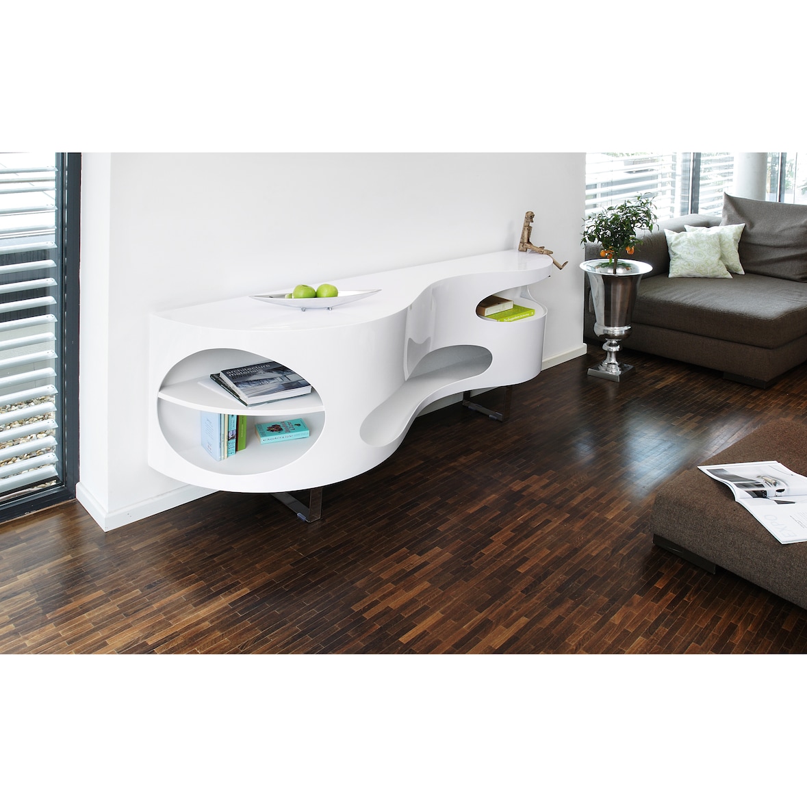 SalesFever Dressoir | MDF hout | roestvrijstalen poten | B 200 x D 50 x H 75 cm | wit hoogglans